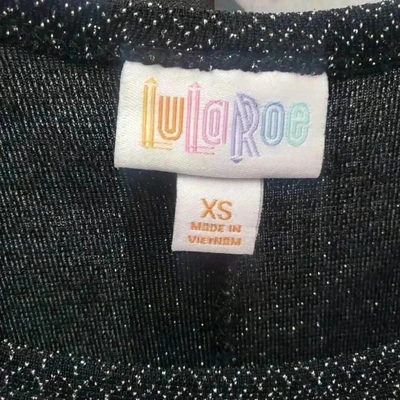 LuLaRoe Elegant Carly Black with Silver Metallic Thread - Picture 4 of 7